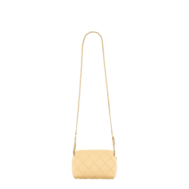 Beige Diamond Quilted Chain Shoulder Bag