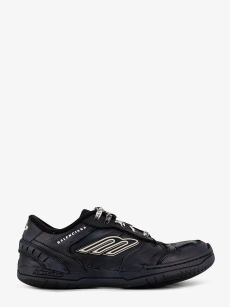 Balenciaga Hamptons Worn-Out low-top leather sneakers - Black