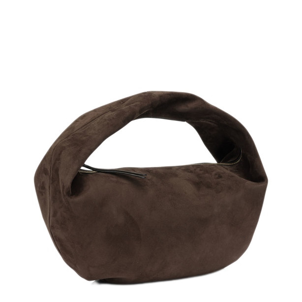 Medium Suede Calfskin Handbag - Dark Brown