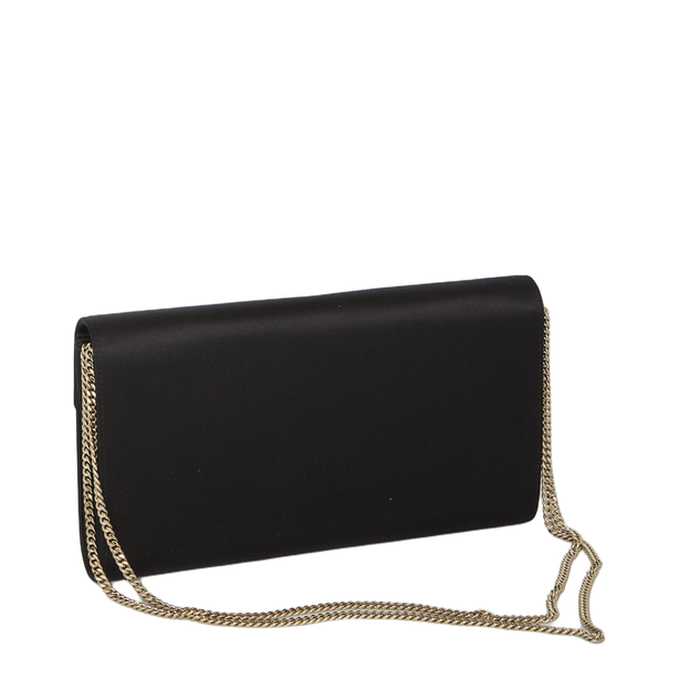 Efflorescence Silk Blend Satin Clutch - Black