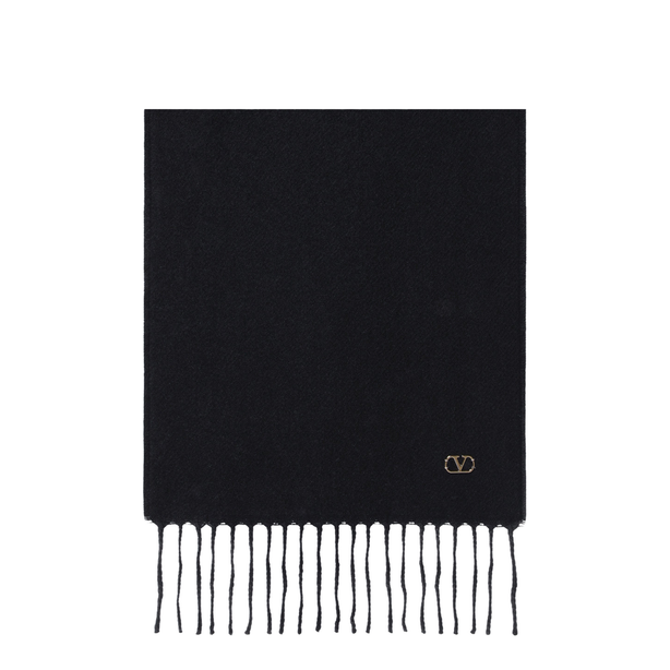 Black Cashmere Scarf With Vlogo Detail