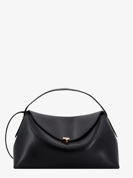 Toteme T-Lock leather crossbody bag - Black