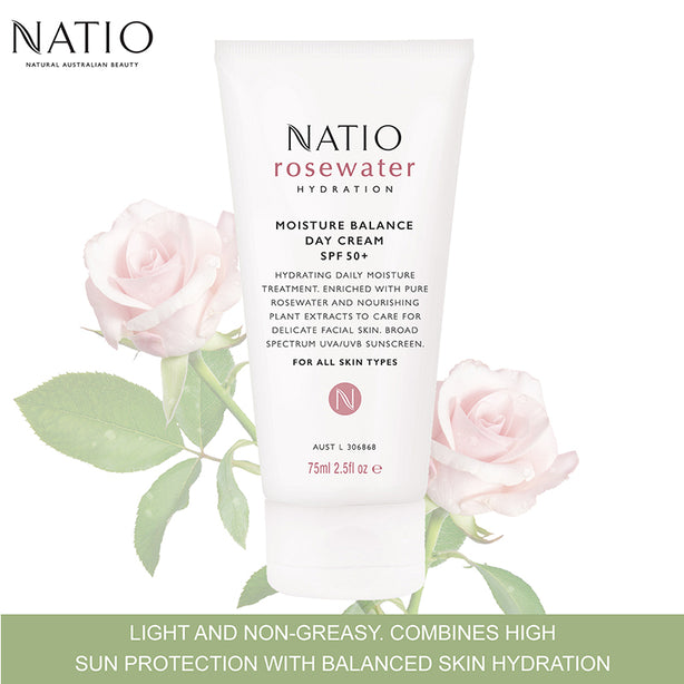 Natio Rosewater Hydration Moisture Balance Day Cream SPF 50+ 75ml
