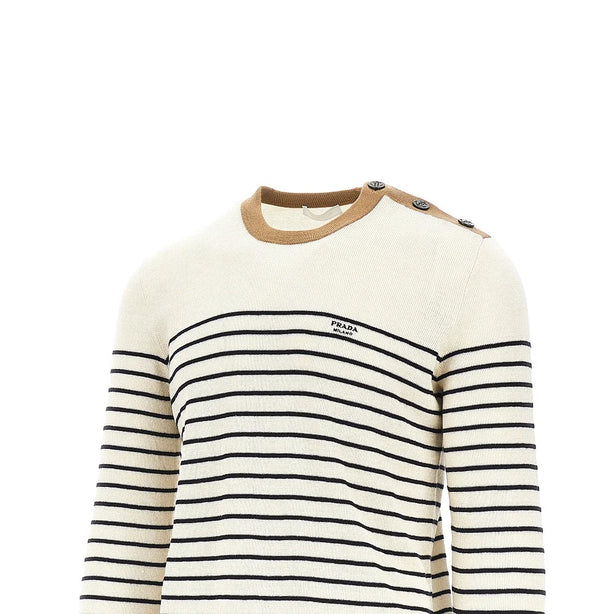 PRADA Linen-blend marinière sweater