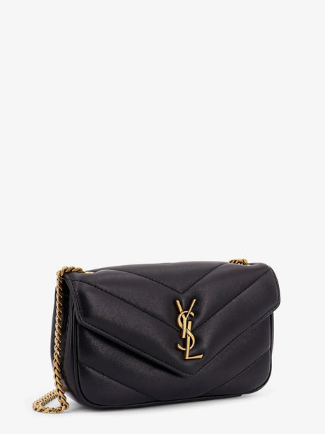 Saint Laurent Loulou Mini leather crosbody bag with chevron stitching - Nero