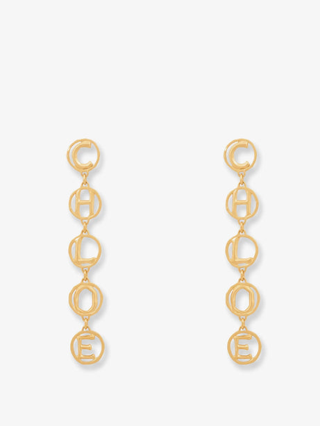 Chloe' Brass Script Earrings - Vintage Gold