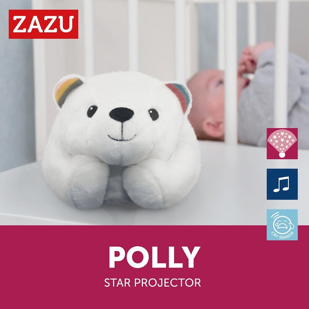Zazu Polly the Polar Bear, Star Projector Nightlight with Melodies