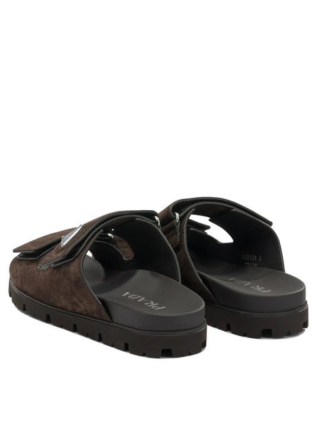Prada Suede double-strap slide - Brown