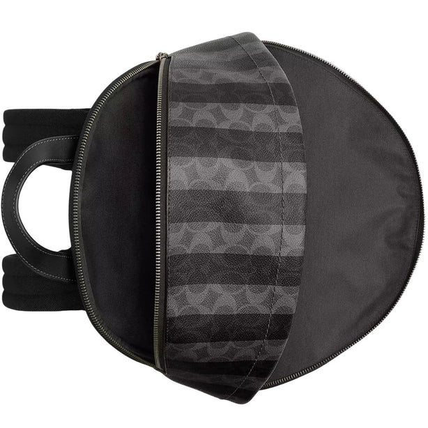 Coach Taylor Backpack Bag In Signature Canvas With Stripes - Black/ Grey CDX88