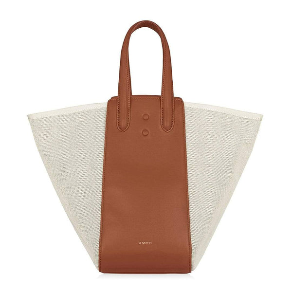 X Nihilo Eight Leather Handbag Tote Bucket Bag Canvas Tan