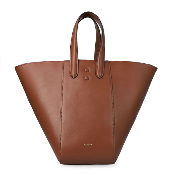 X Nihilo Eight Leather Handbag Tote Bucket Bag Tan