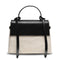 X Nihilo Bank Leather Handbag Work Bag Canvas Black