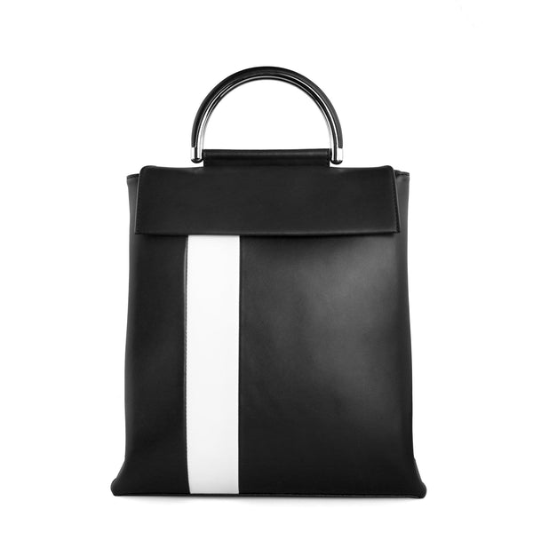 X Nihilo Hunter Leather Handbag Backpack Work Bag Black White