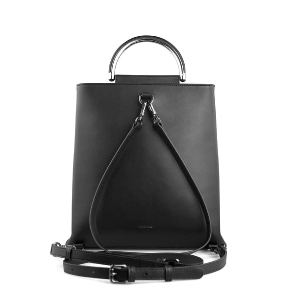 X Nihilo Hunter Leather Handbag Backpack Work Bag Black White
