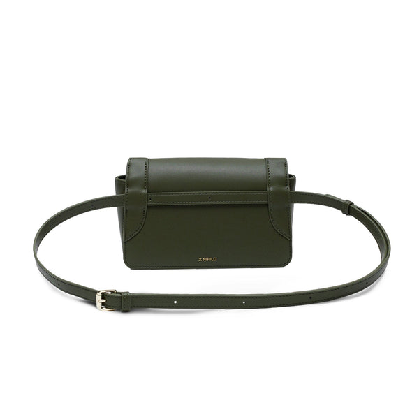 X Nihilo Soleste Continental Leather Crossbody Belt Bag Olive