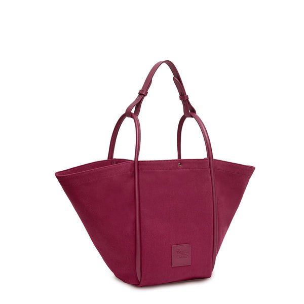 X Nihilo Fifth Avenue Leather Handbag Tote Canvas Burgundy