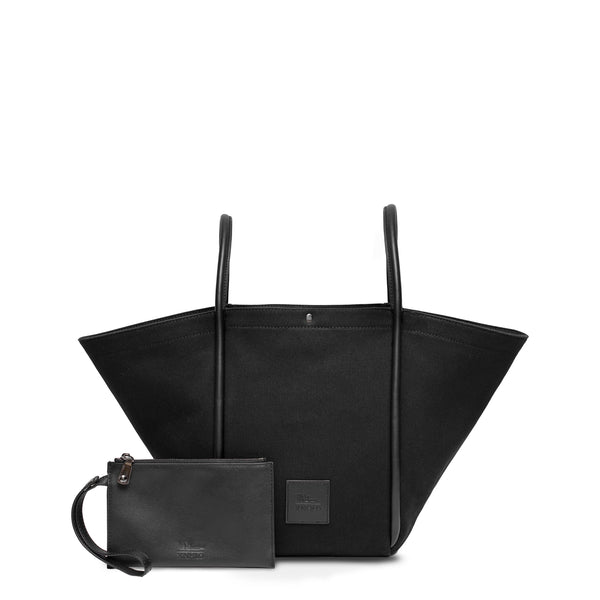 X Nihilo Fifth Avenue Leather Handbag Tote Canvas Black