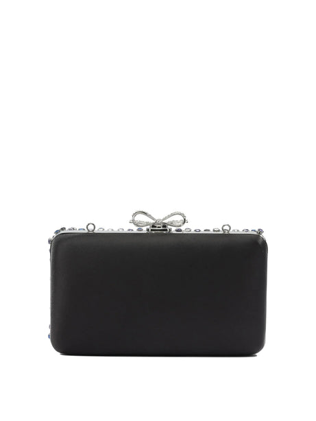 Self-Portrait Multi-crystal knit clutch bag - Black