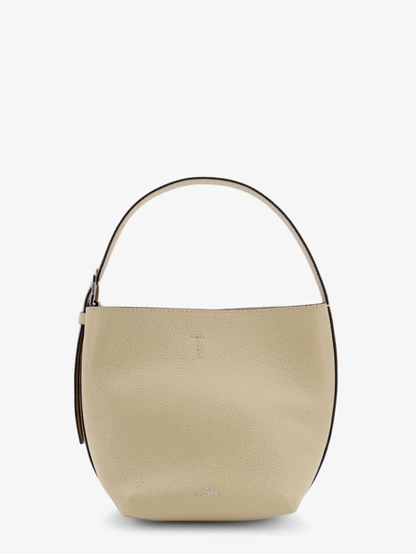 Toteme Petite Belted leather handbag with logo lettering print - Cashew