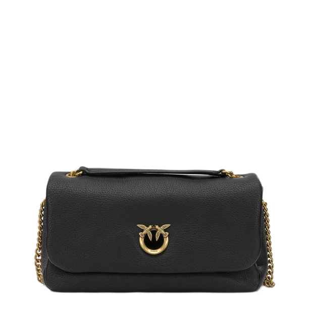 Click Soft Horizontal Chain Leather Crossbody - Nero