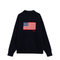Navy Blue Polo Sweater With Flag Motif