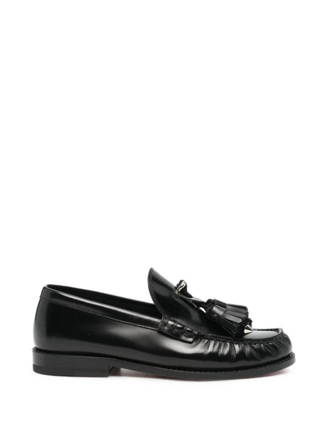Christian Louboutin Black Polished Finish Tassel Detail Flat Shoes