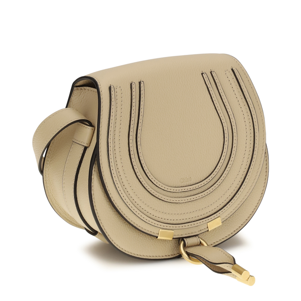 Marcie Small Calfskin Shoulder Bag - Beige