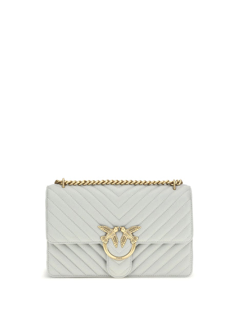 Pinko Love One Classic Shoulder Bag - Grey Pearl-Antique Gold