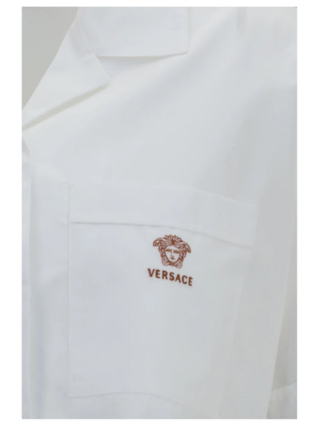 Versace Cropped cotton poplin Shirt - Optical White