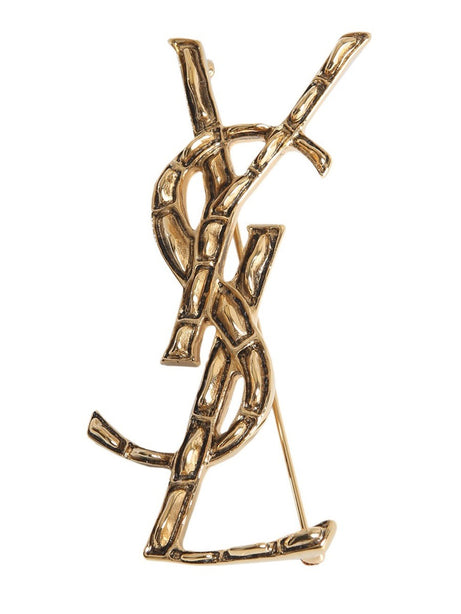 Saint Laurent CASSANDRE Crocodile Brooch in Metal in Gold