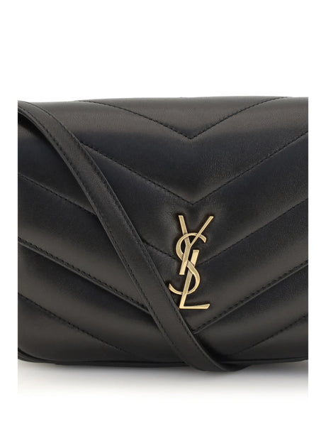 Saint Laurent Loulou Cassandre Toy lambskin Shoulder Bag - Black