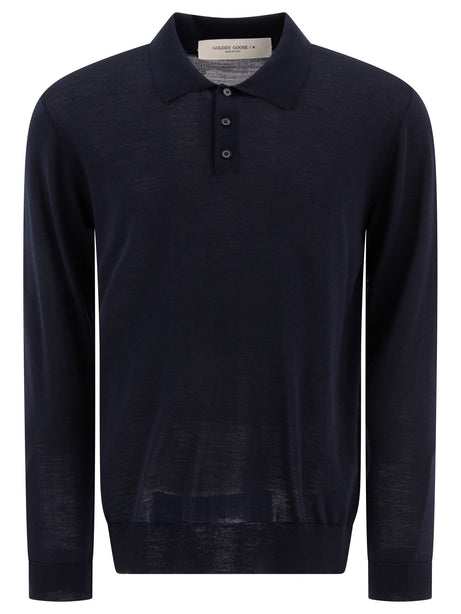 Long-Sleeved Wool Polo Shirt