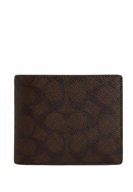 Coach Mens Boxed 3-In-1 Wallet Gift Set In Signature Canvas - Walnut/Black