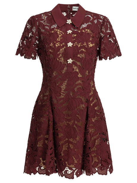 Self-Portrait Short lace dress - Bordeaux