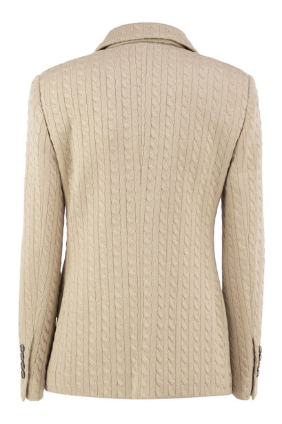 Double Breasted Cable Jacquard Blazer