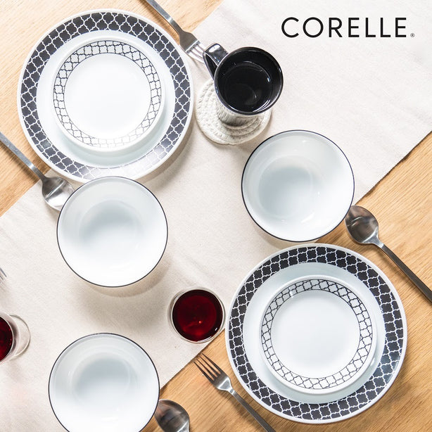 CORELLE 16pc Dinnerware Set – Black Denham