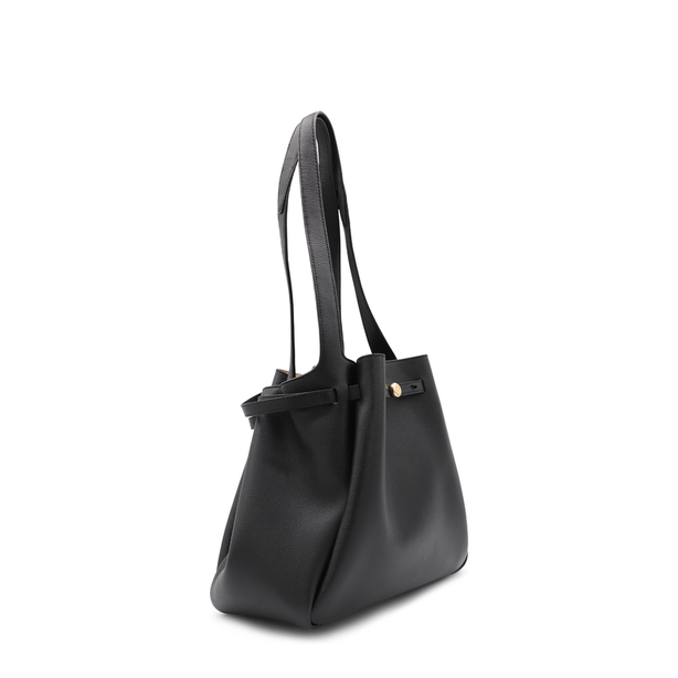 Large Pebbled Leather Tote - Black