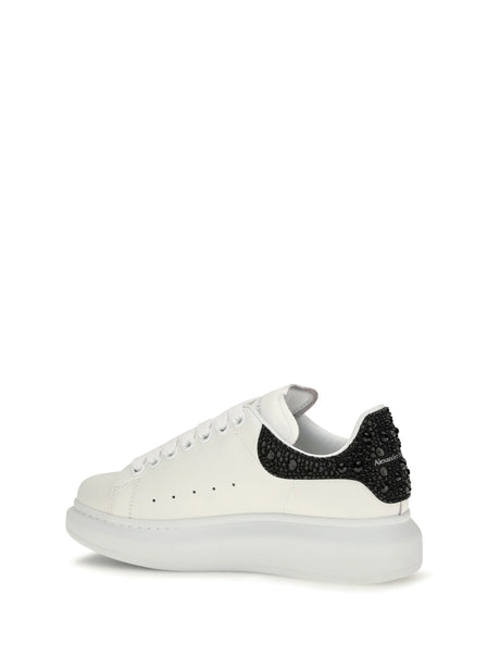 Alexander Mcqueen Oversized Sneakers with suede heel and crystal details - Sand