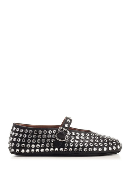 AlaïA Rhinestone Fishnet Ballerina - White