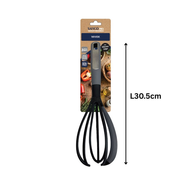 Safico Fibreglass Nylon Whisk With Silicone Edge  L30.5cm Heat Resistant To 200°C