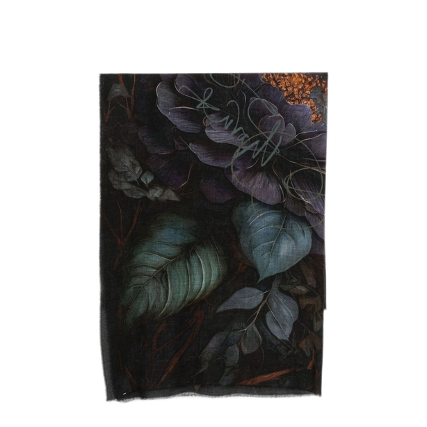 Black Floral Print Scarf