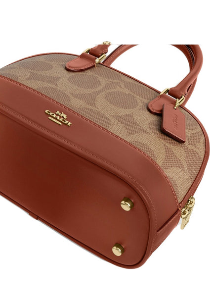 Coach Coach Sabrina Satchel Bag In Signature Canvas - Tan/Caramel
