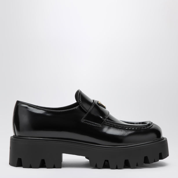Prada Black Brushed Leather Loafers