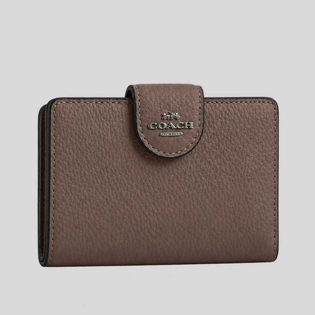 COACH Medium Corner Zip Wallet Dark Stone RS-CBO41