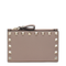 Powder Pink Leather Rockstud Zip Card Holder