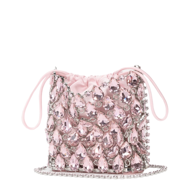 Mini Bag In Metallic Knit With Crystals
