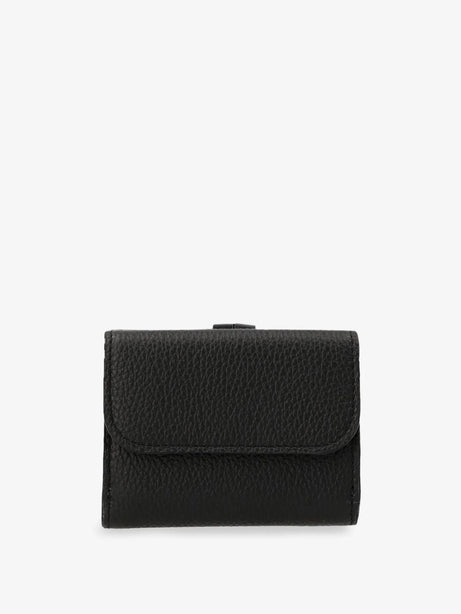 Chloe' Mini Alphabet Trifold Leather Wallet - Black