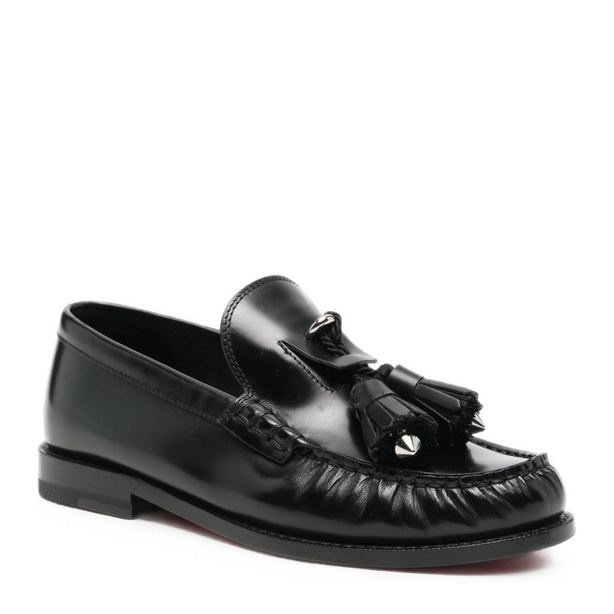 Christian Louboutin Black Polished Finish Tassel Detail Flat Shoes