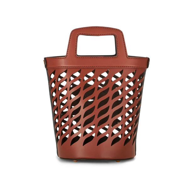 Medium Bull & Calf Leather Bucket Bag - Light Brown