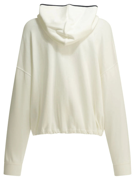 Brunello Cucinelli Zip-up Sweatshirt with Logo - White